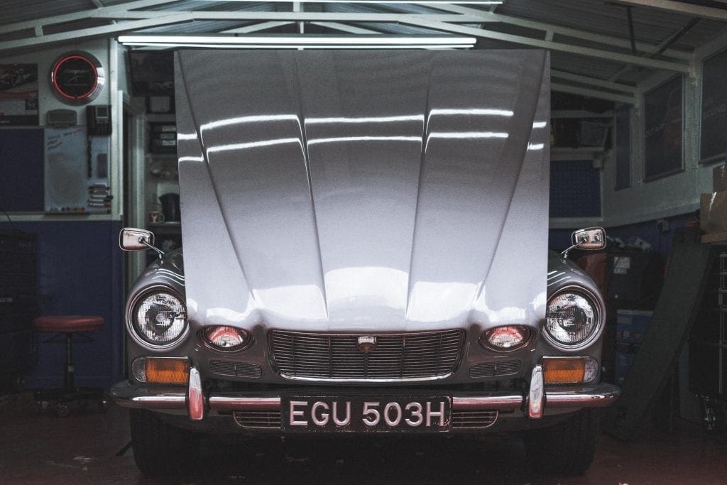 used car with hood open