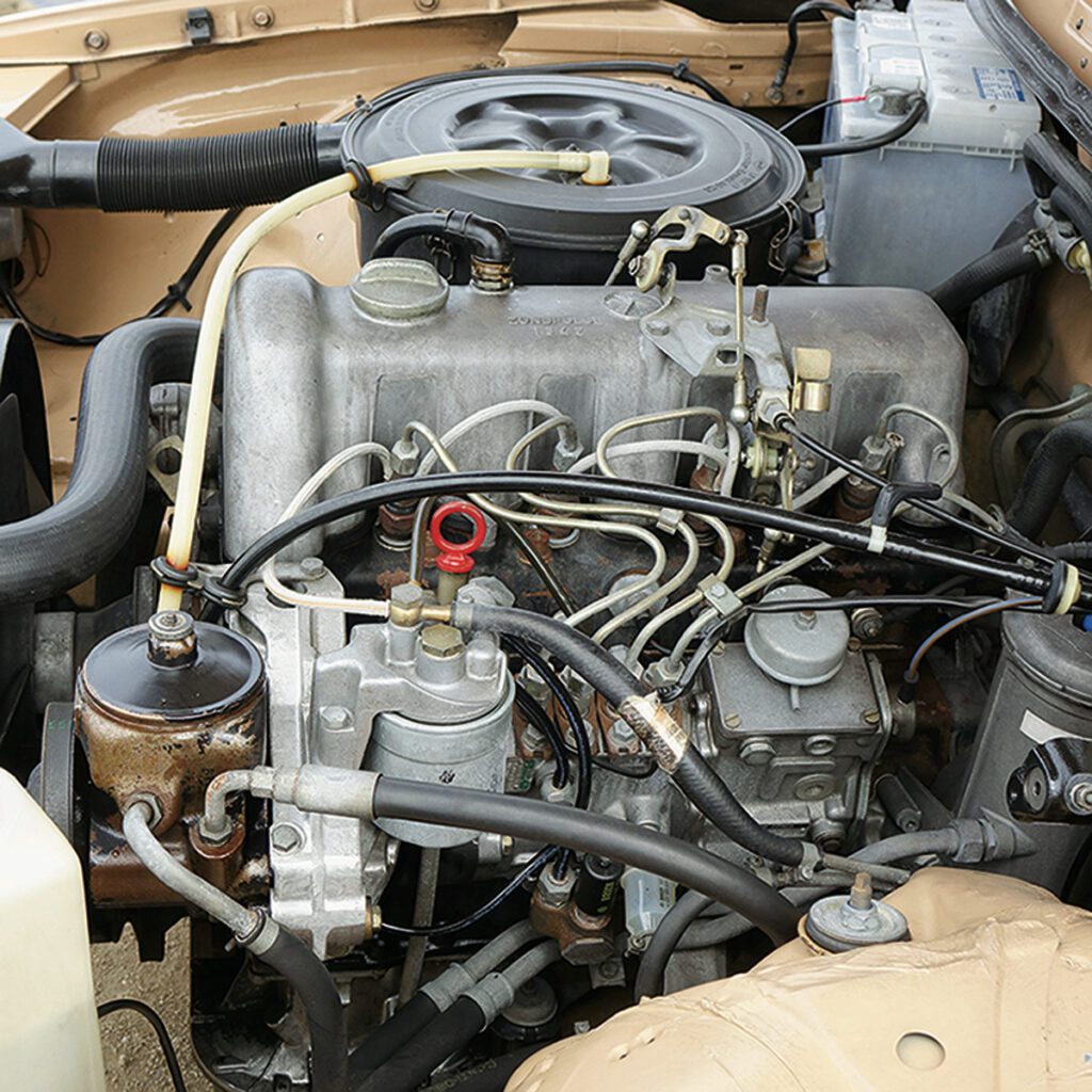1977 Mercedes-Benz 240D engine bay