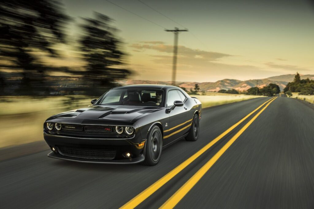 2015 Dodge Challenger R/T Scat Pack driving on the road