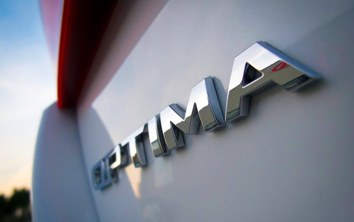 Kia Optima badge close up