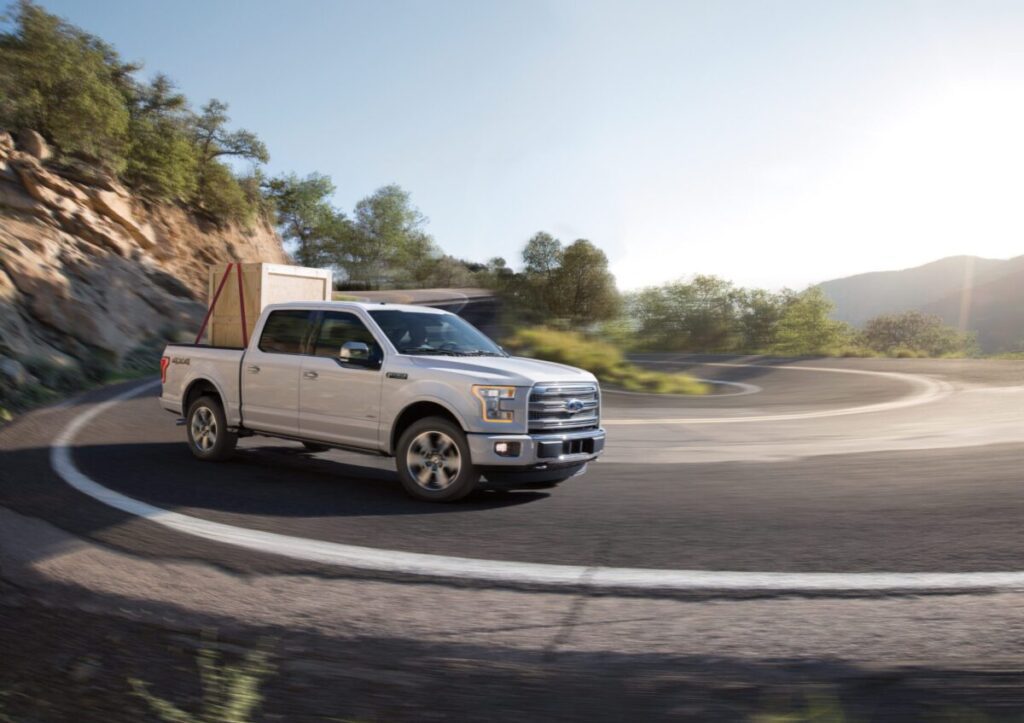 2015 Ford F-150 driving with payload