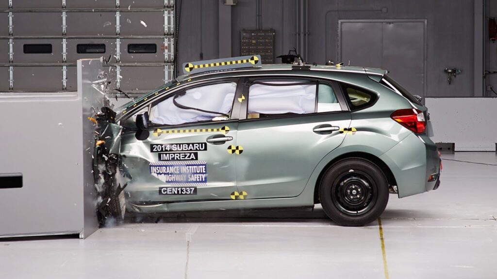 Subaru Crosstrek during IIHS crash testing