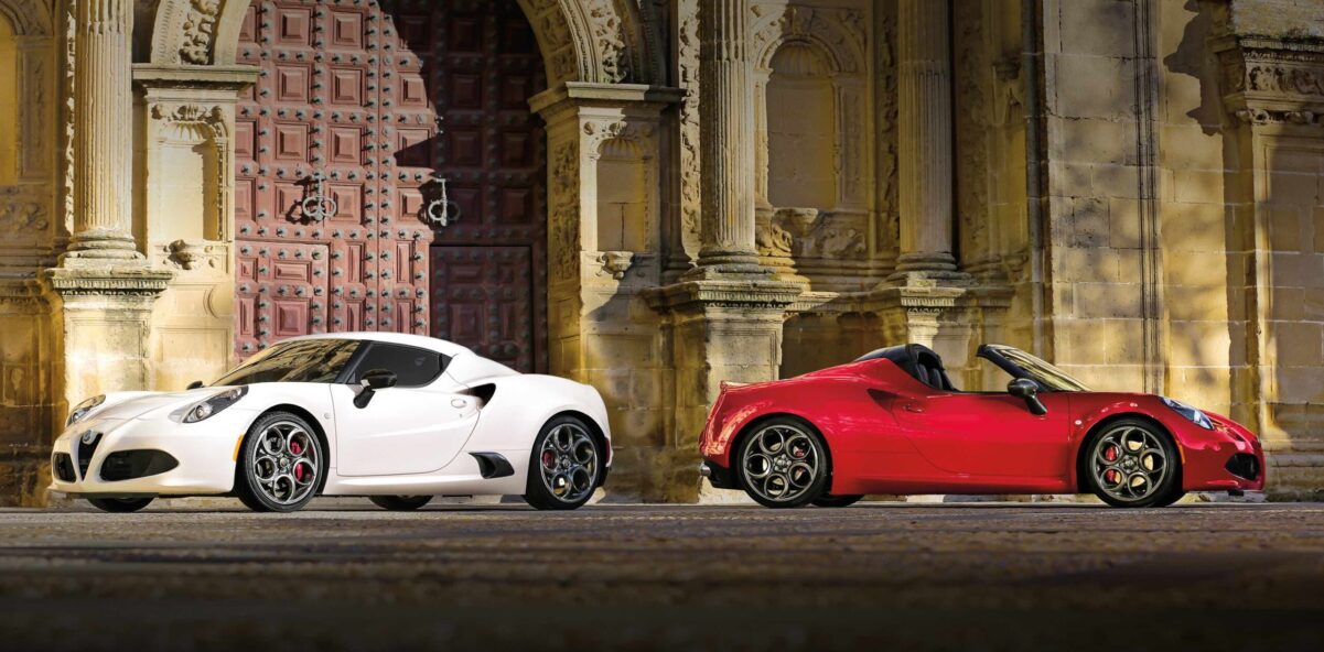 2018 Alfa Romeo 4C coupe and convertible parked side by side
