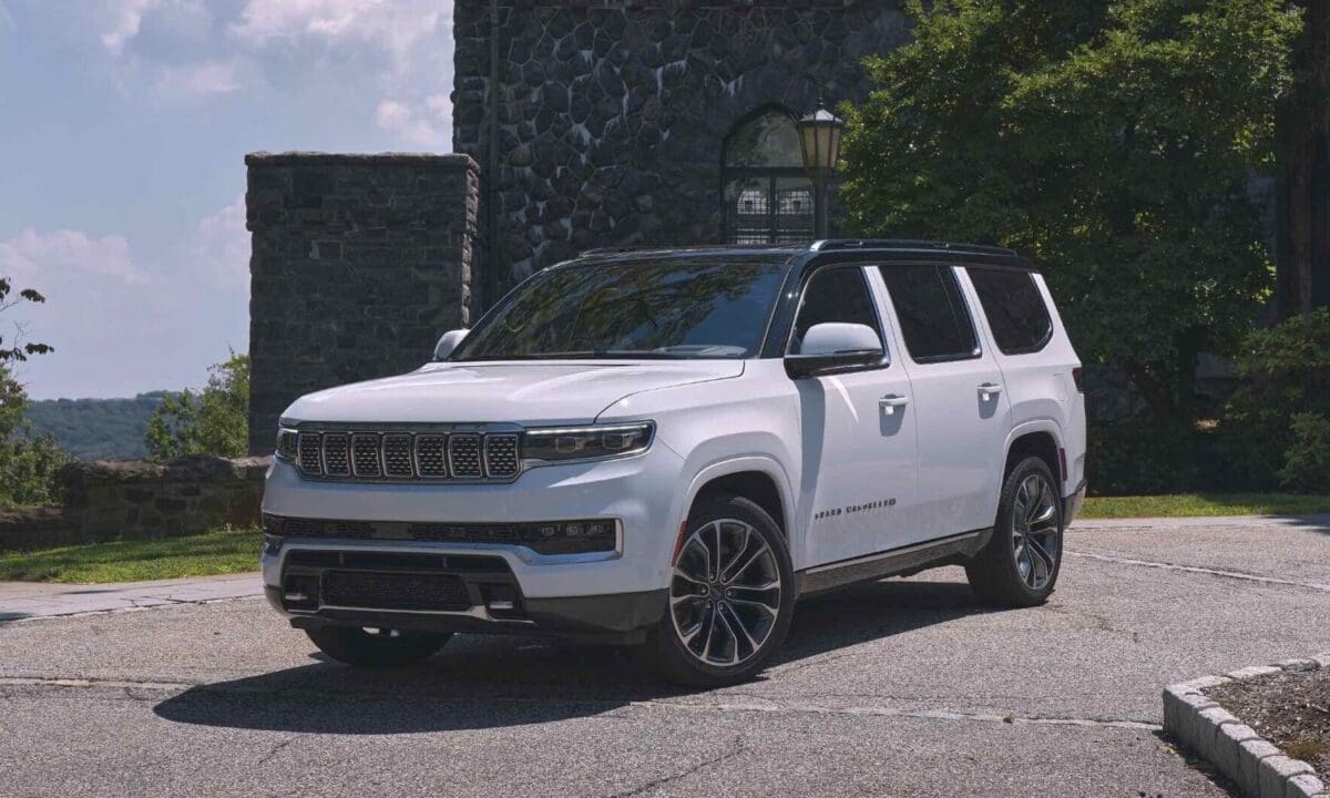 2022 Grand Wagoneer parked in front of castle