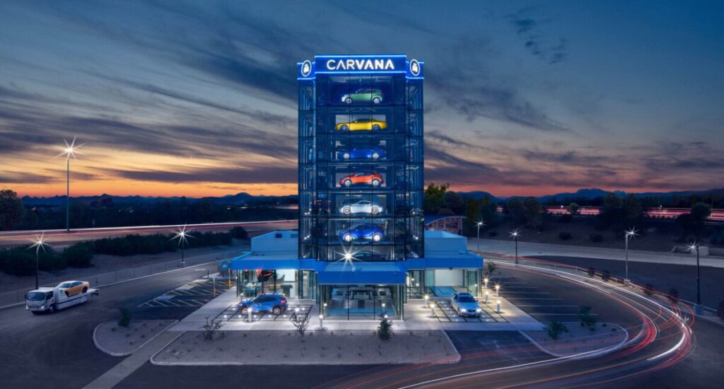 Carvana car vending machine at night