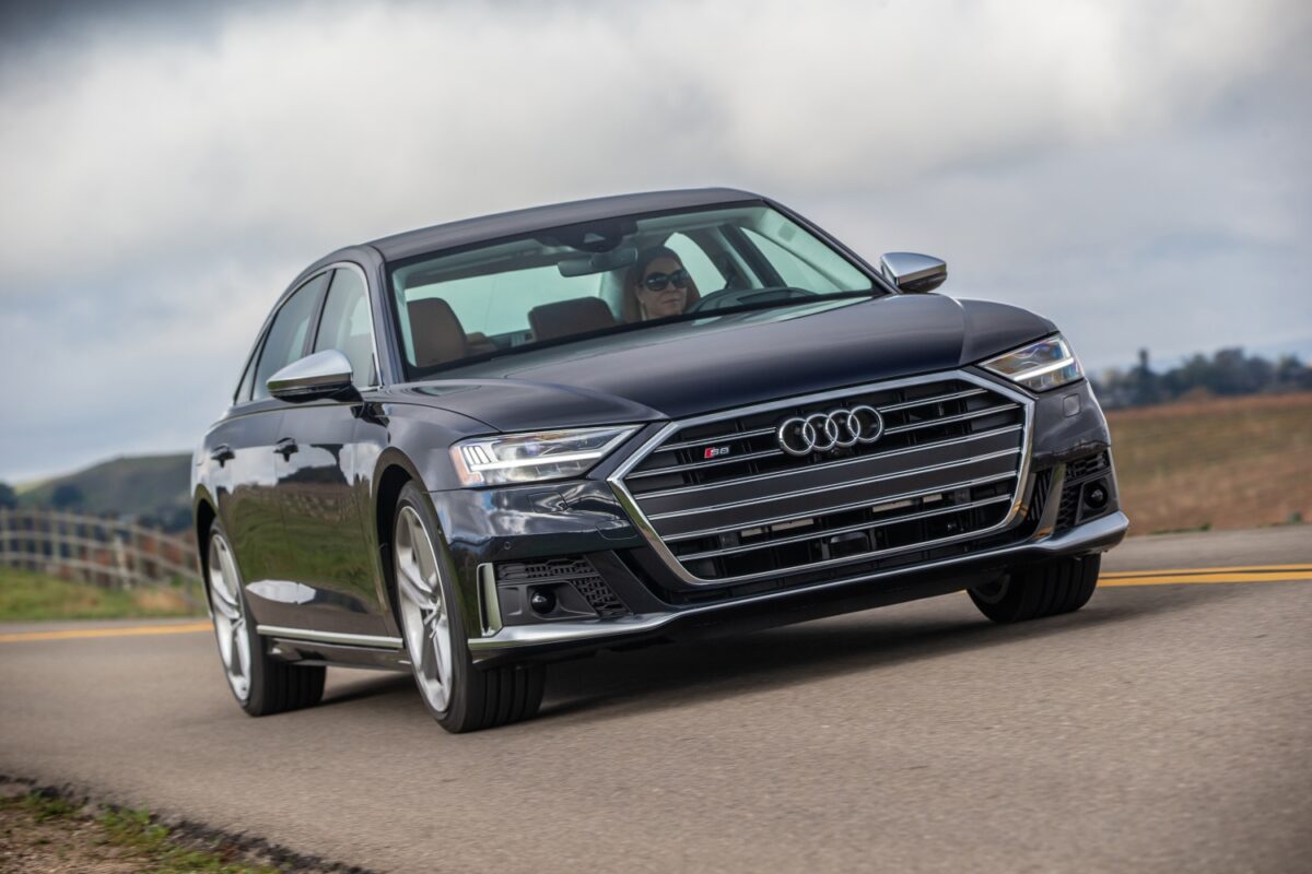 2020 Audi S8 driving on highway