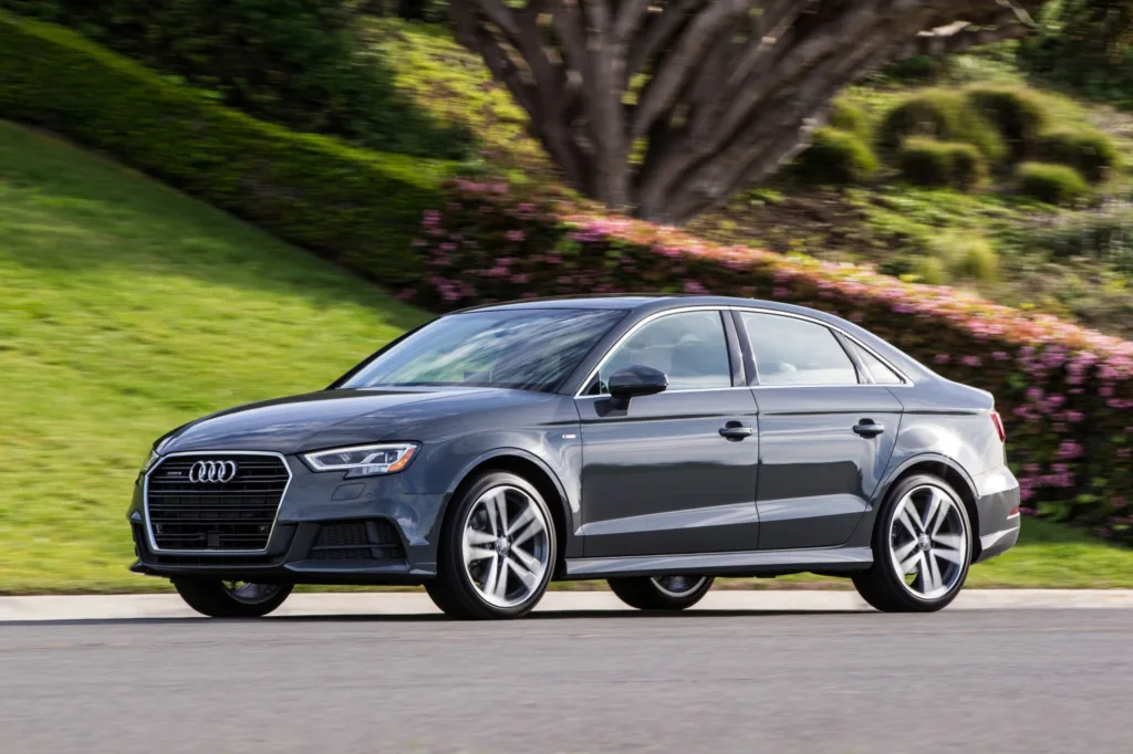 2017 Audi A3 driving on suburban road